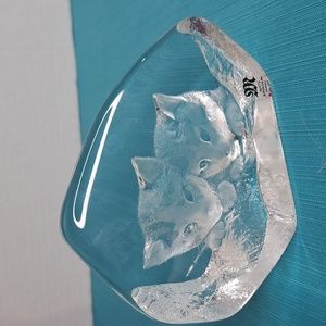 Vintage Mats jonasson Crystal cats 🐈 carving